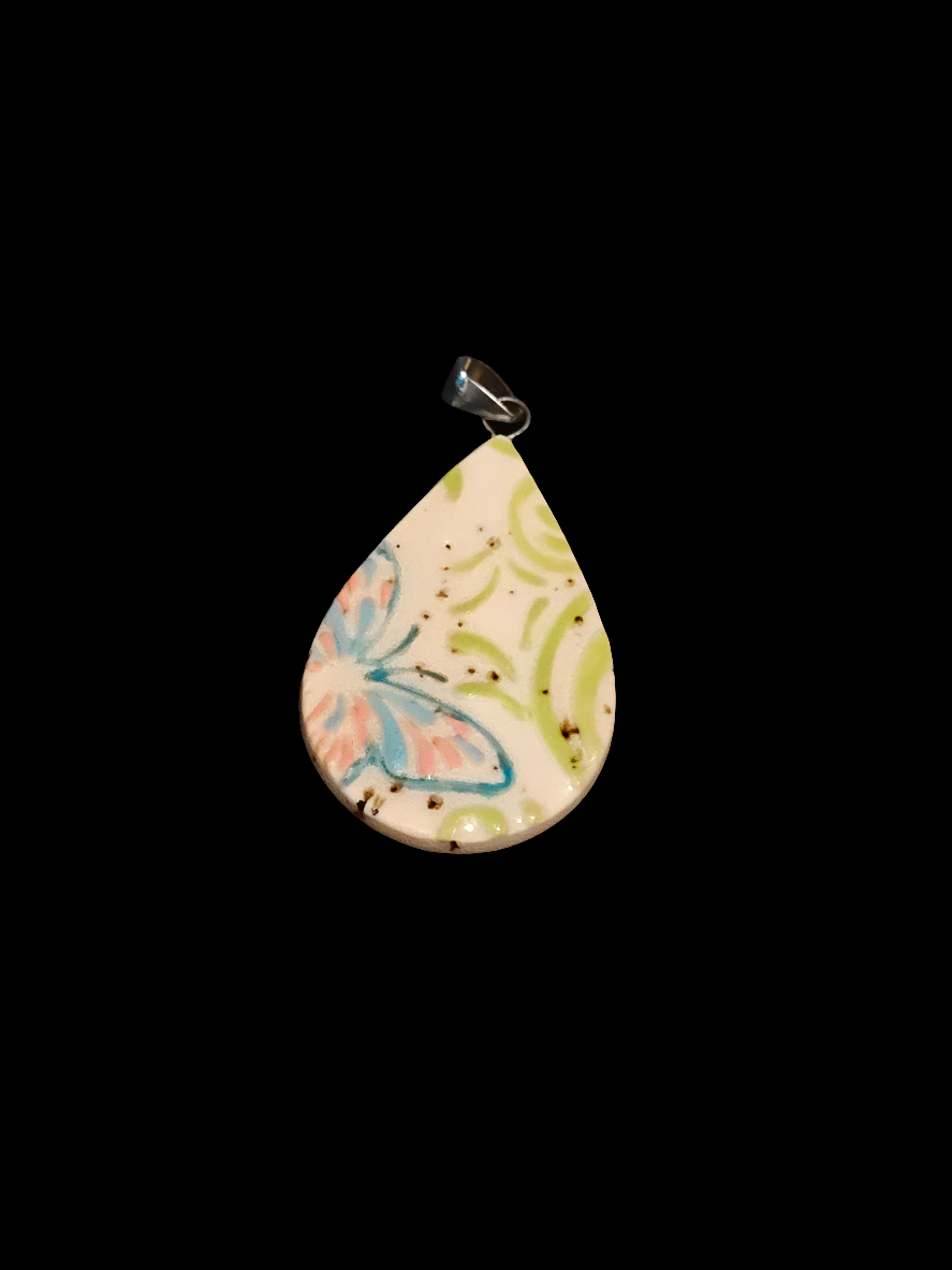 Hand Painted Pendant with Butterfly - P2