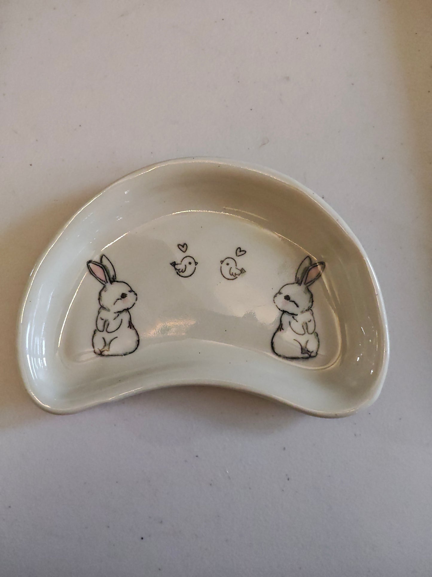Bean Shaped Bunny Trinket Dish