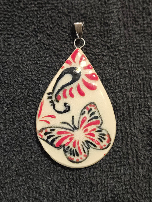 Red and Black Butterfly Pendant - P124