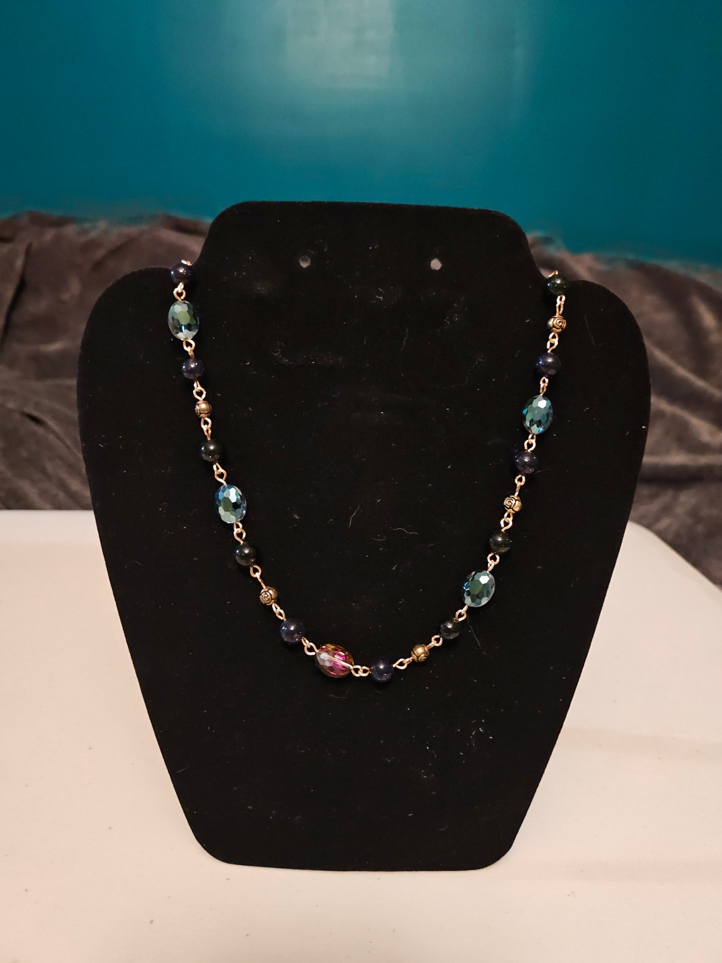 Sandstone, Crystal, and Rose Necklace - C20