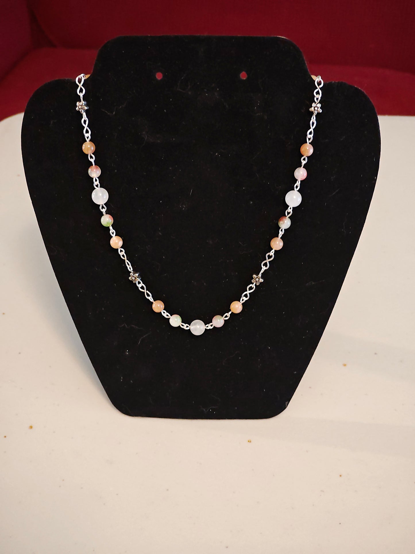 Pink Stone Beaded Necklace - C115