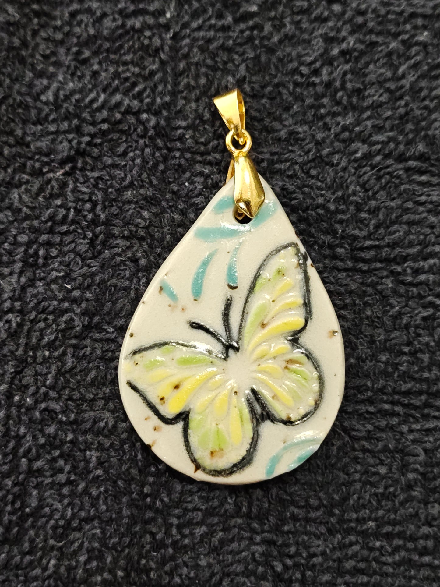 Green and Yellow Butterfly Pendant - P149
