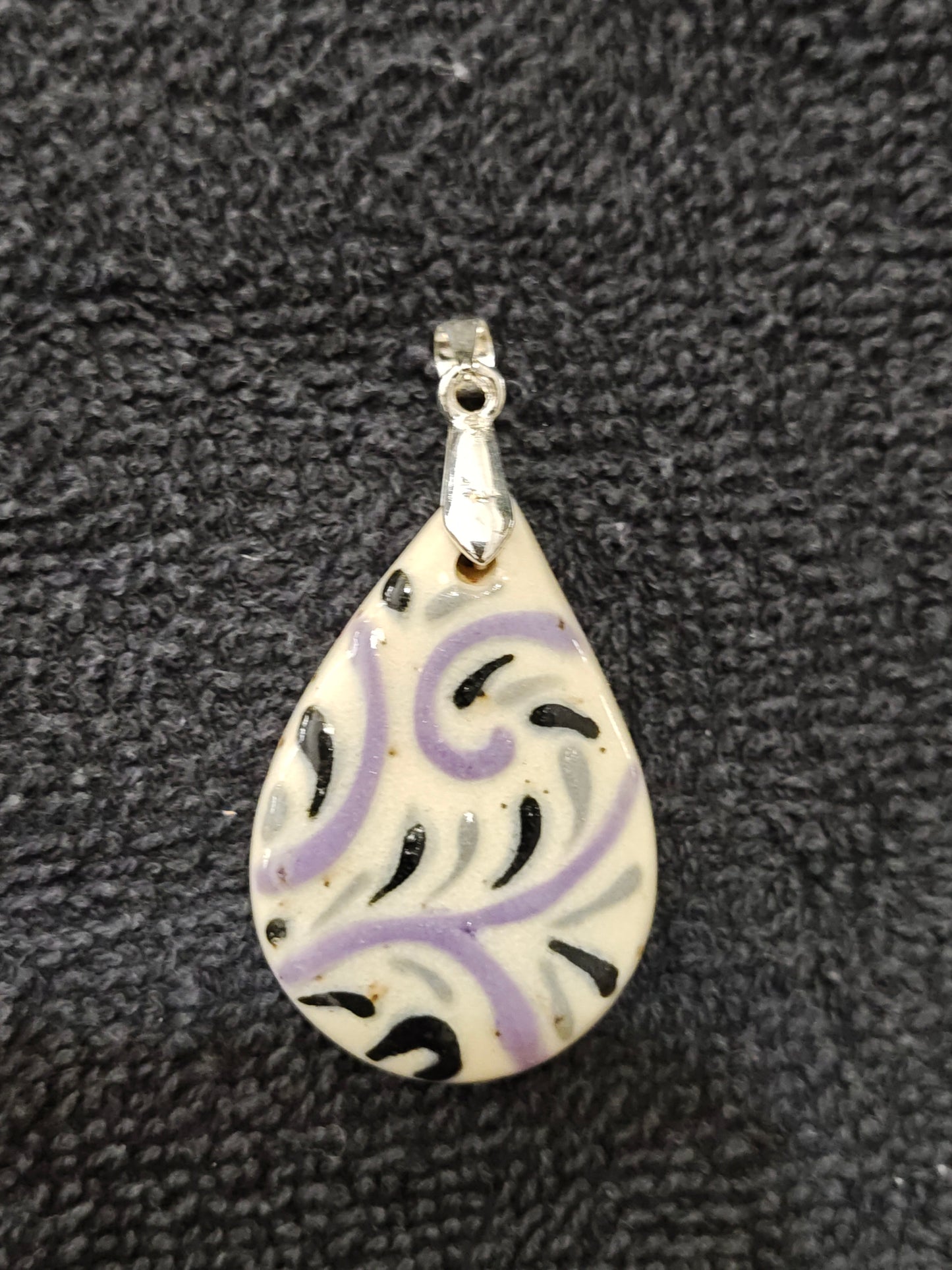 Grey, Black, and Purple Scrollwork Pendant - P135