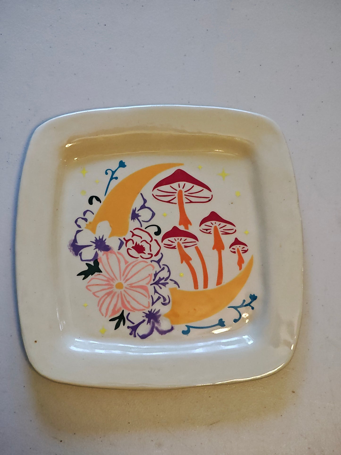 Square Mushroom Moon Plate