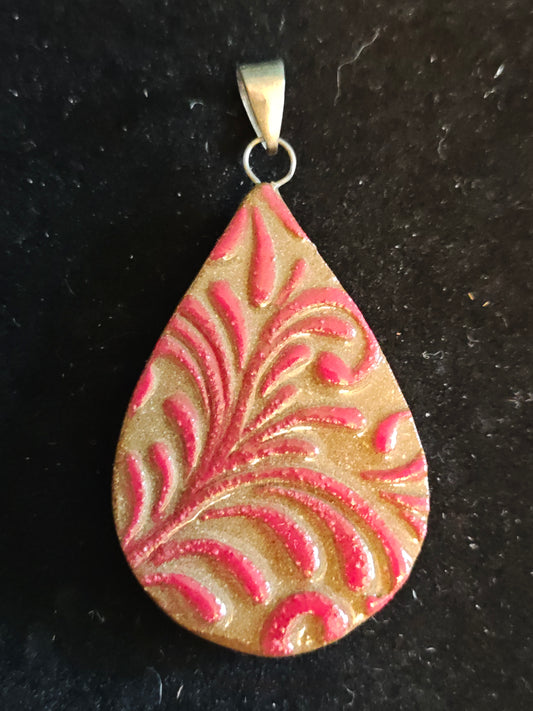 Red Scrollwork Pendant - P53