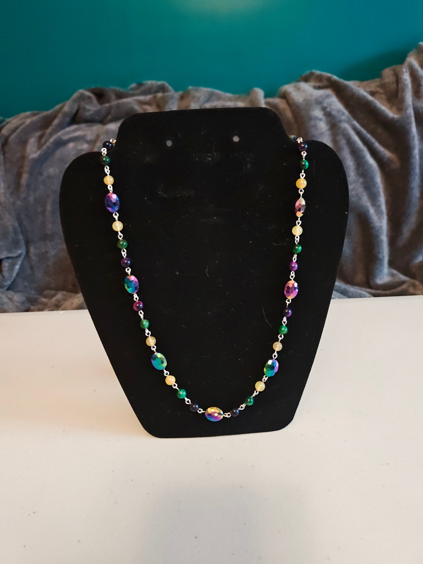 Purple Green and Yellow Necklace - C32