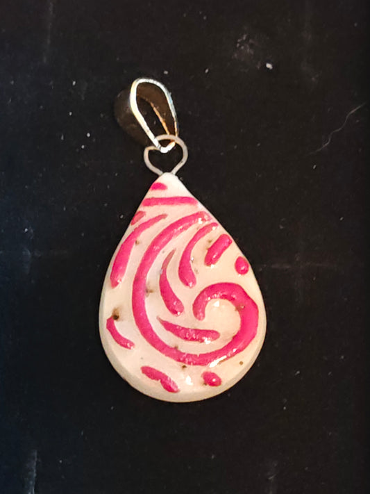 Red Hand Painted Pendant - P13