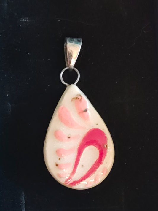 Red and Pink Paisley Pendant - P21