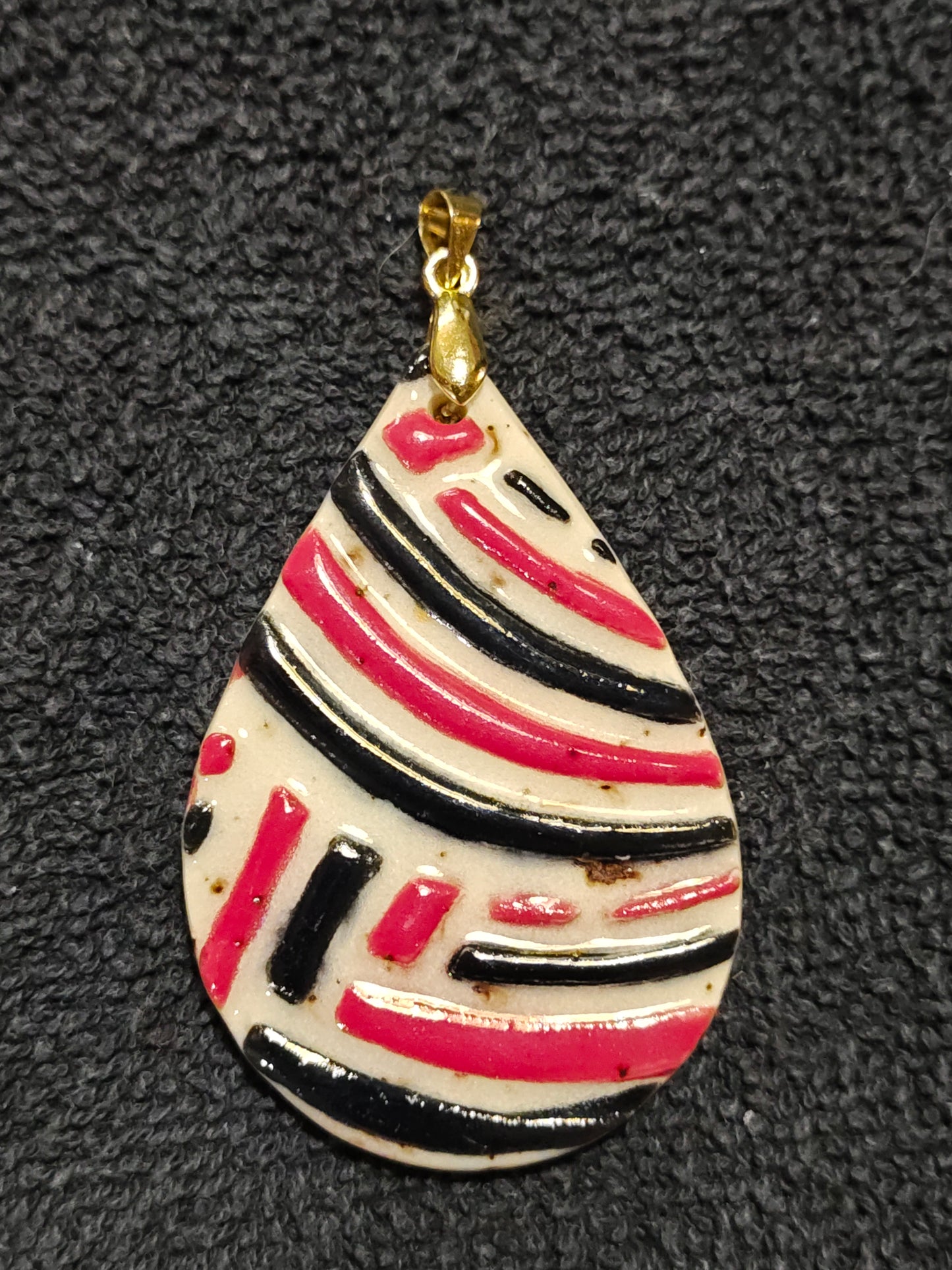 Red and Black Stripe Pendant - P117