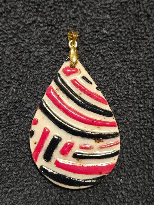 Red and Black Stripe Pendant - P117