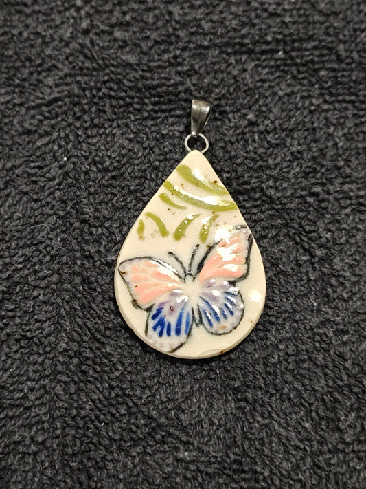 Pink and Blue Butterfly Pendant - P91
