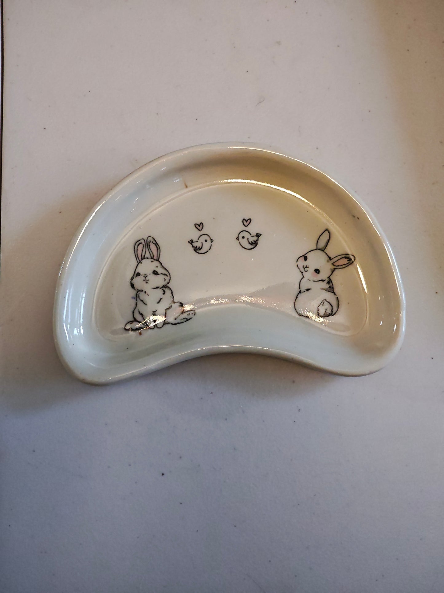 Bean Shaped Bunny Trinket Dish