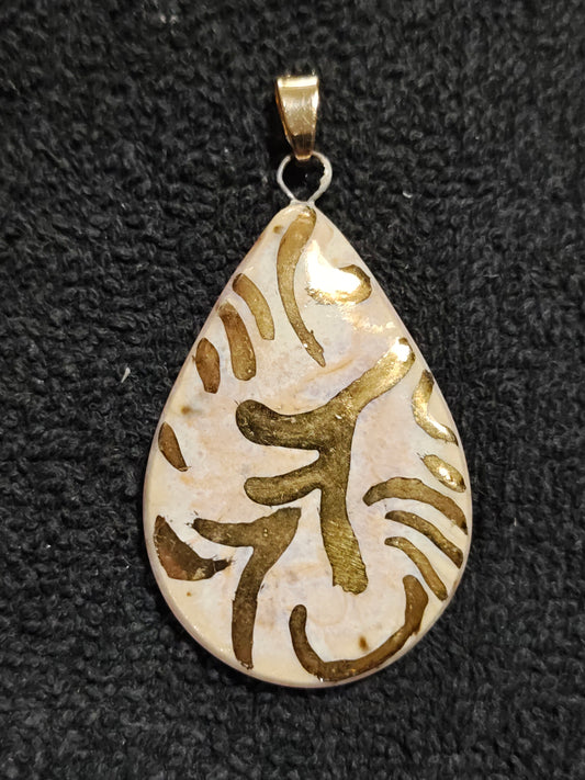Gold Scrollwork Pendant - P134