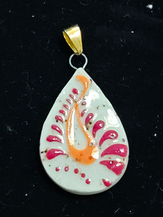 Red and Orange Paisley Pendant - P81