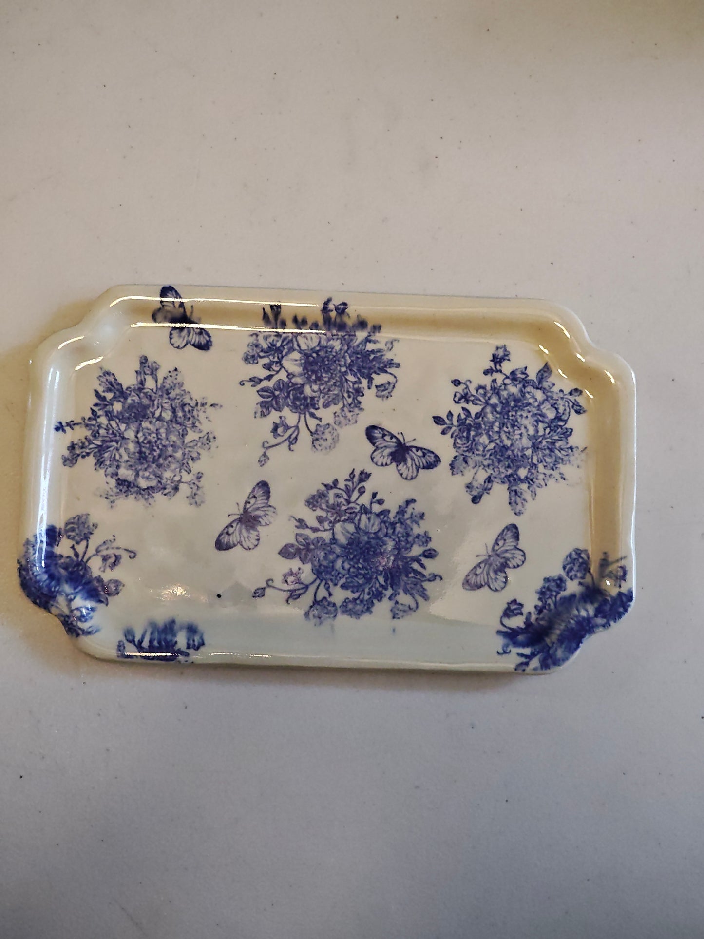 Rectangular Blue Butterfly Plate