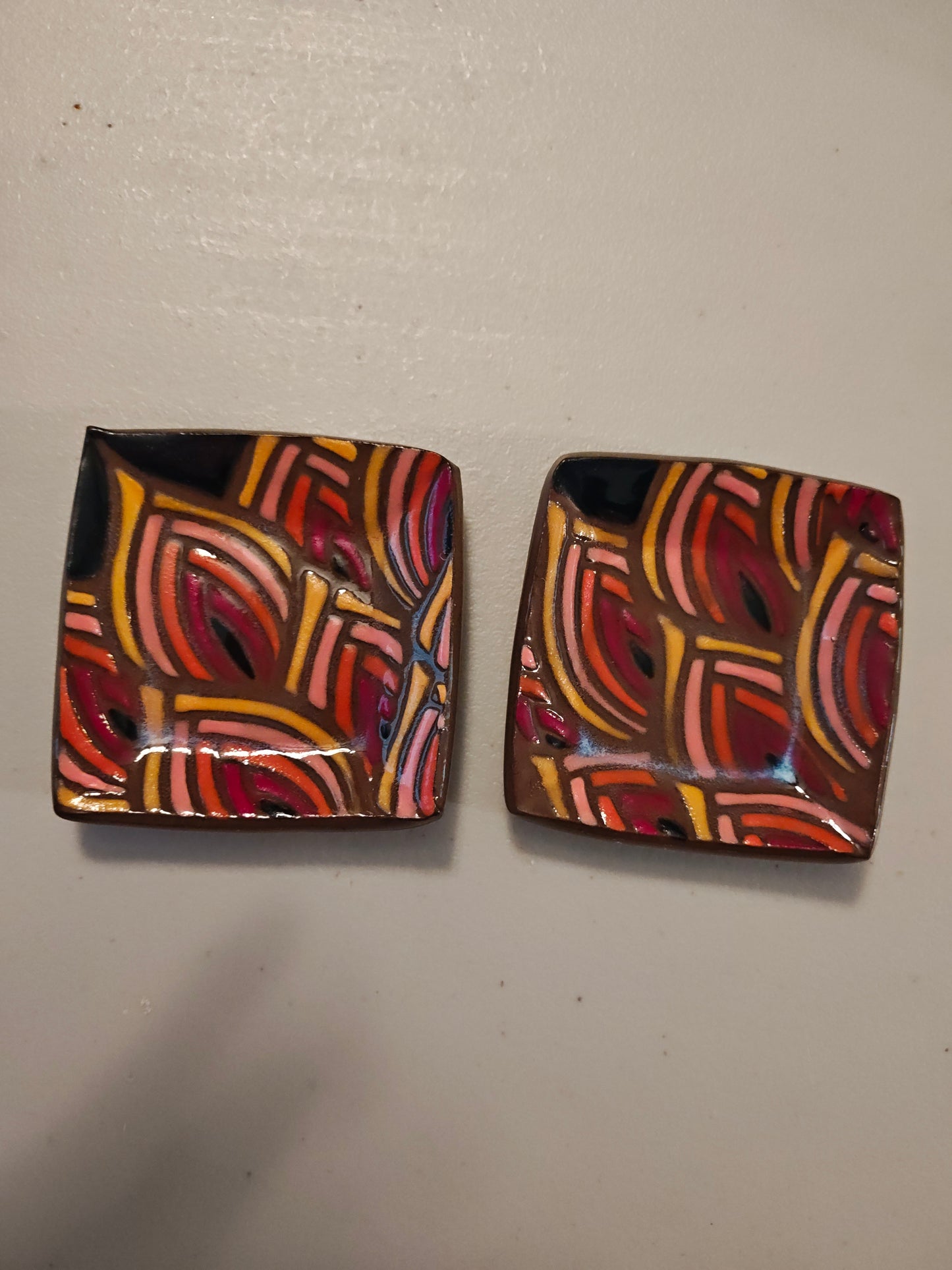 Small Hand painted Flame Trinket Dishes