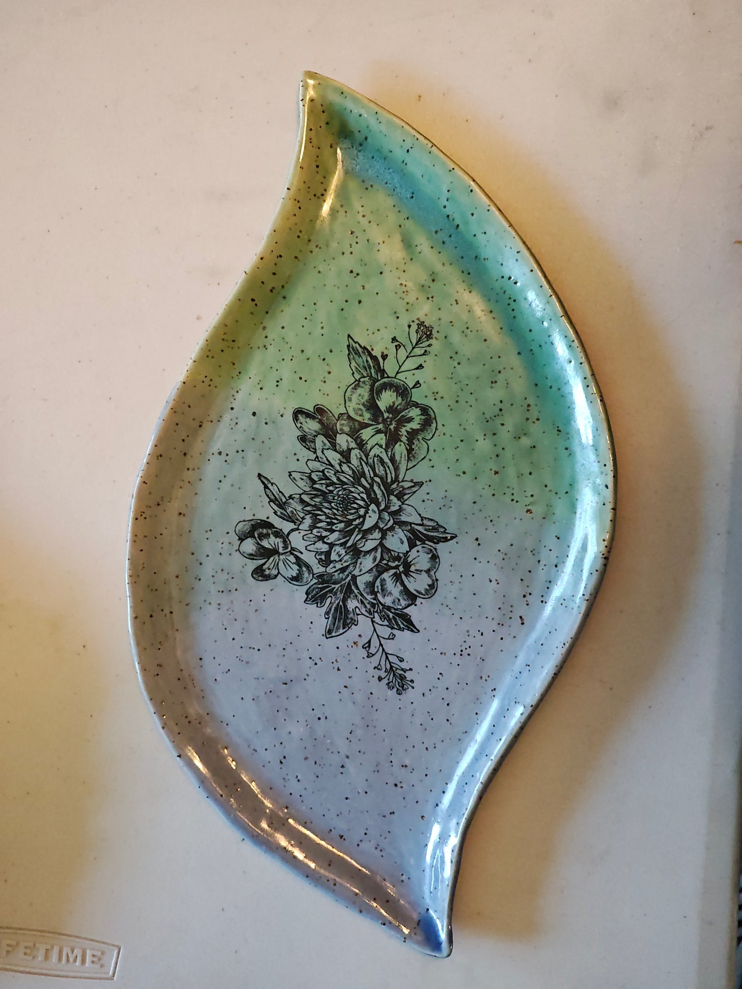 Blue and Green Floral Platter