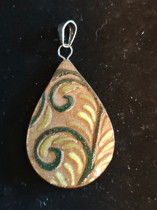 Green Scrollwork Pendant - P56