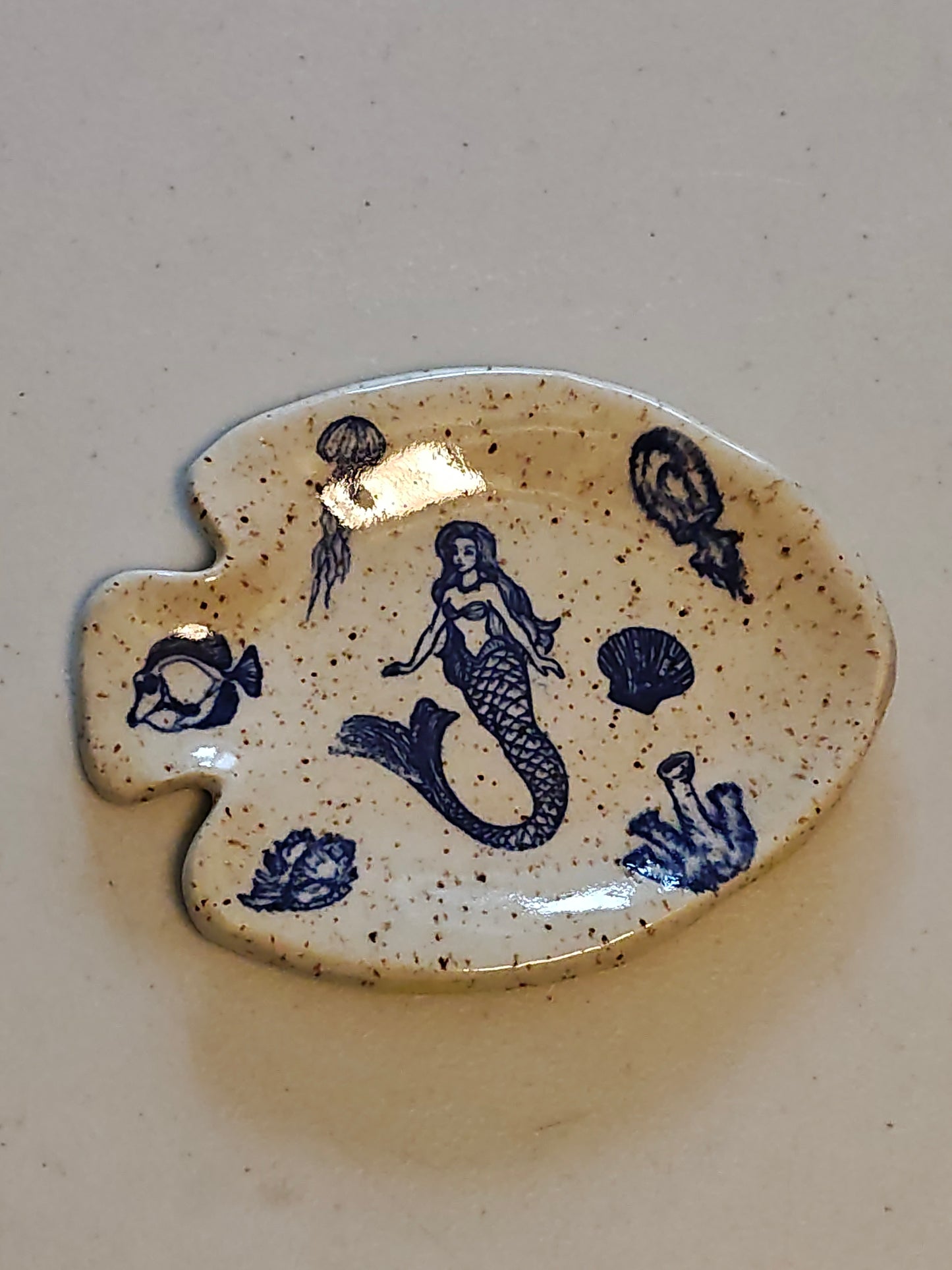 Small Fish Shaped Trinket Dish with Mermaid