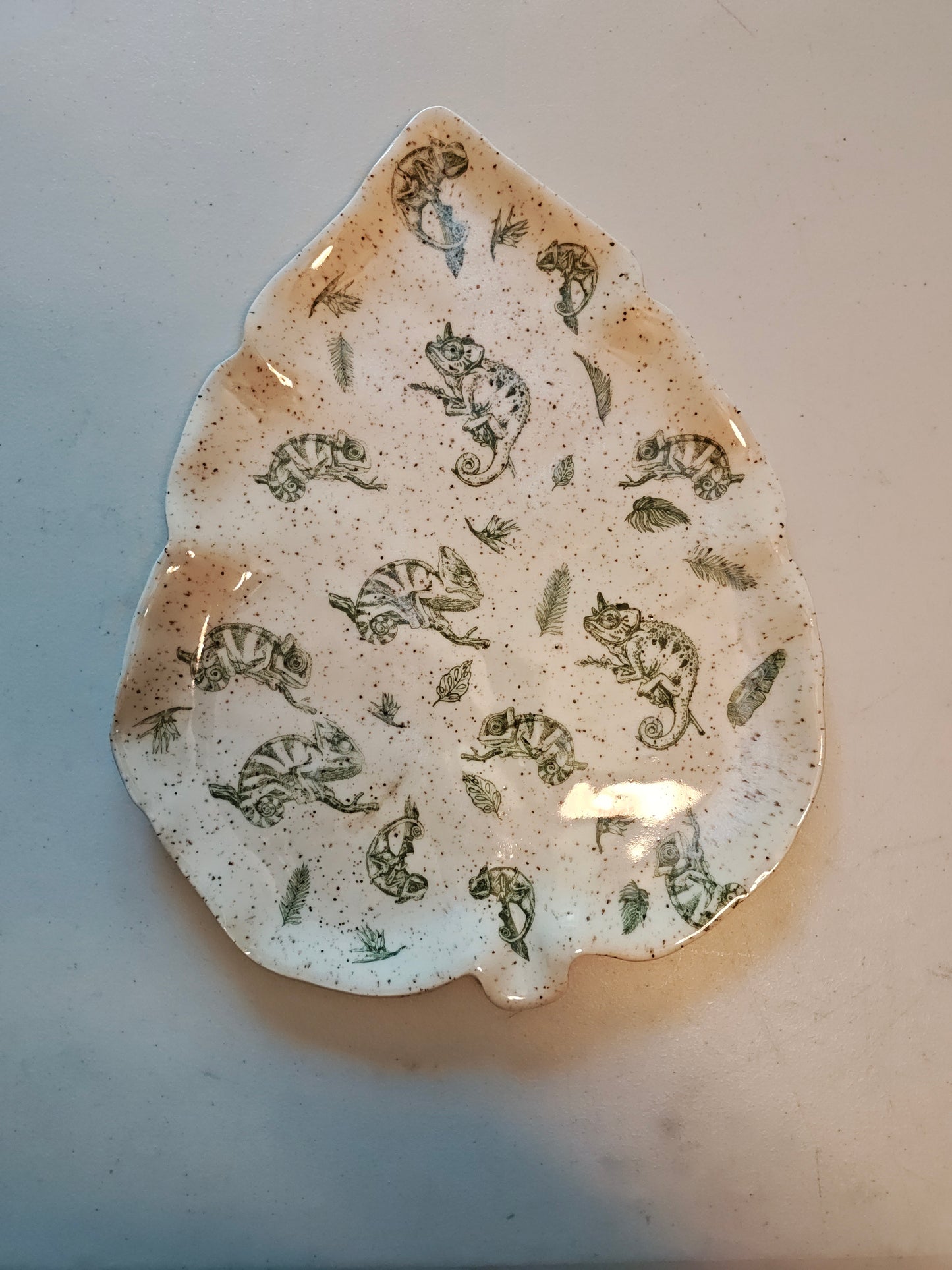 Leaf Shaped Chameleon Platter