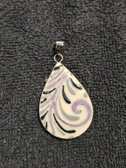 Purple, Black and Grey Scrollwork Pendant - P95