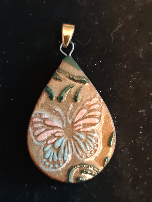 Pink and Blue Butterfly Pendant - P61