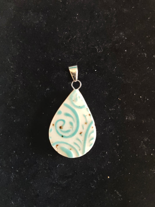 Aqua Scrollwork Pendant - P35