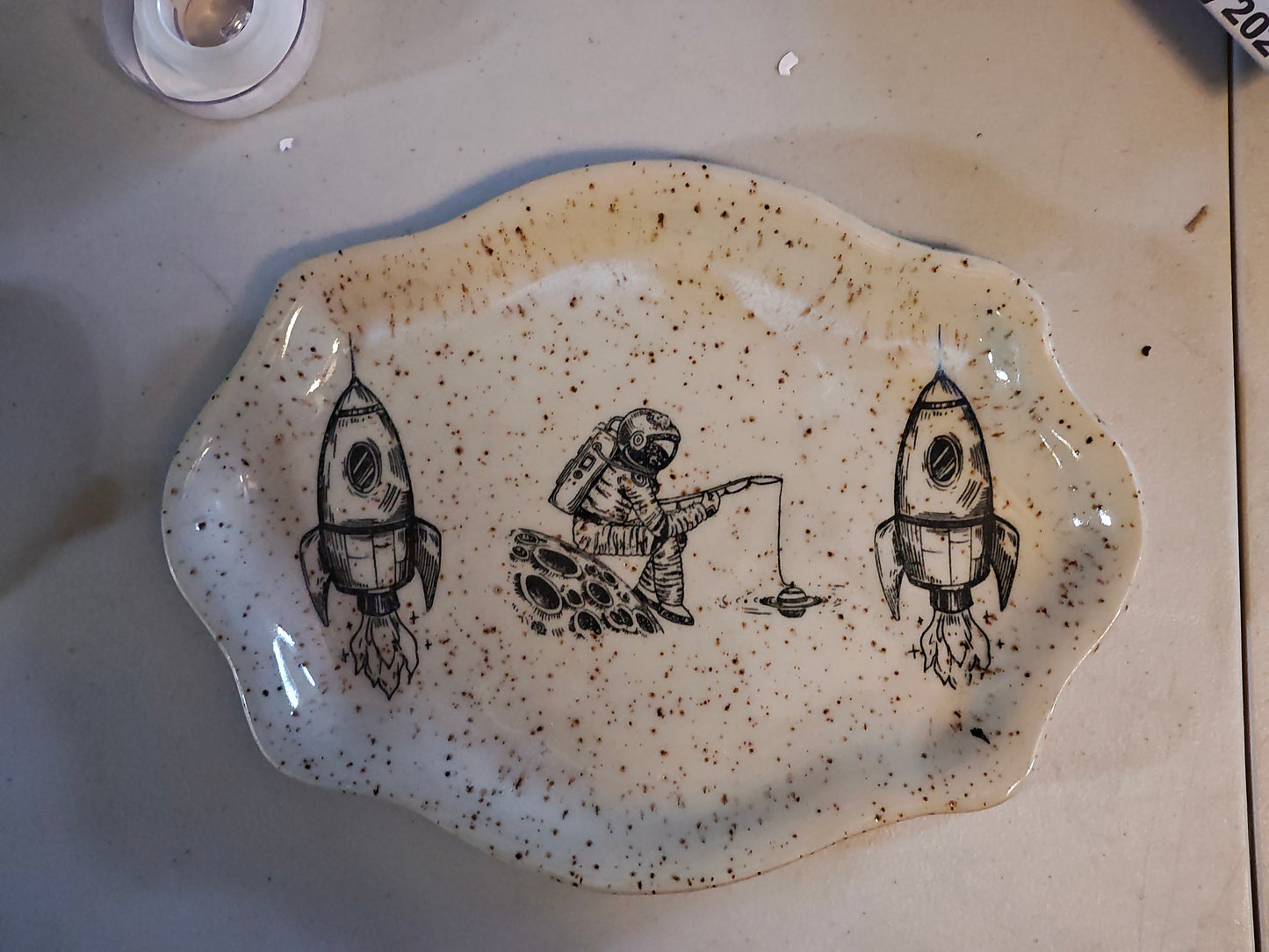 Fishing Astronaut Plate
