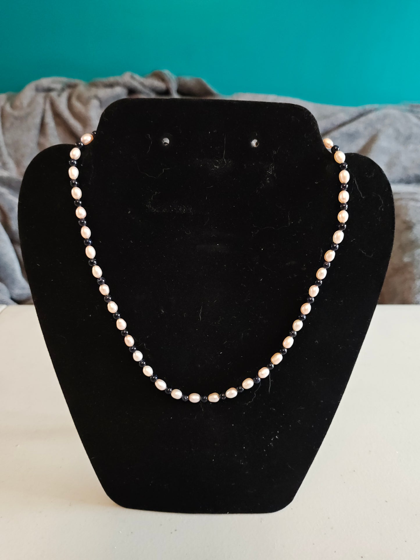 Freshwater Pearl and Blue Sandstone Necklace - S25