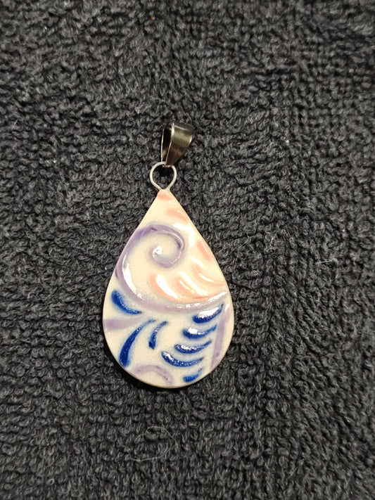 Pink, Purple and Blue Scrollwork Pendant - P89