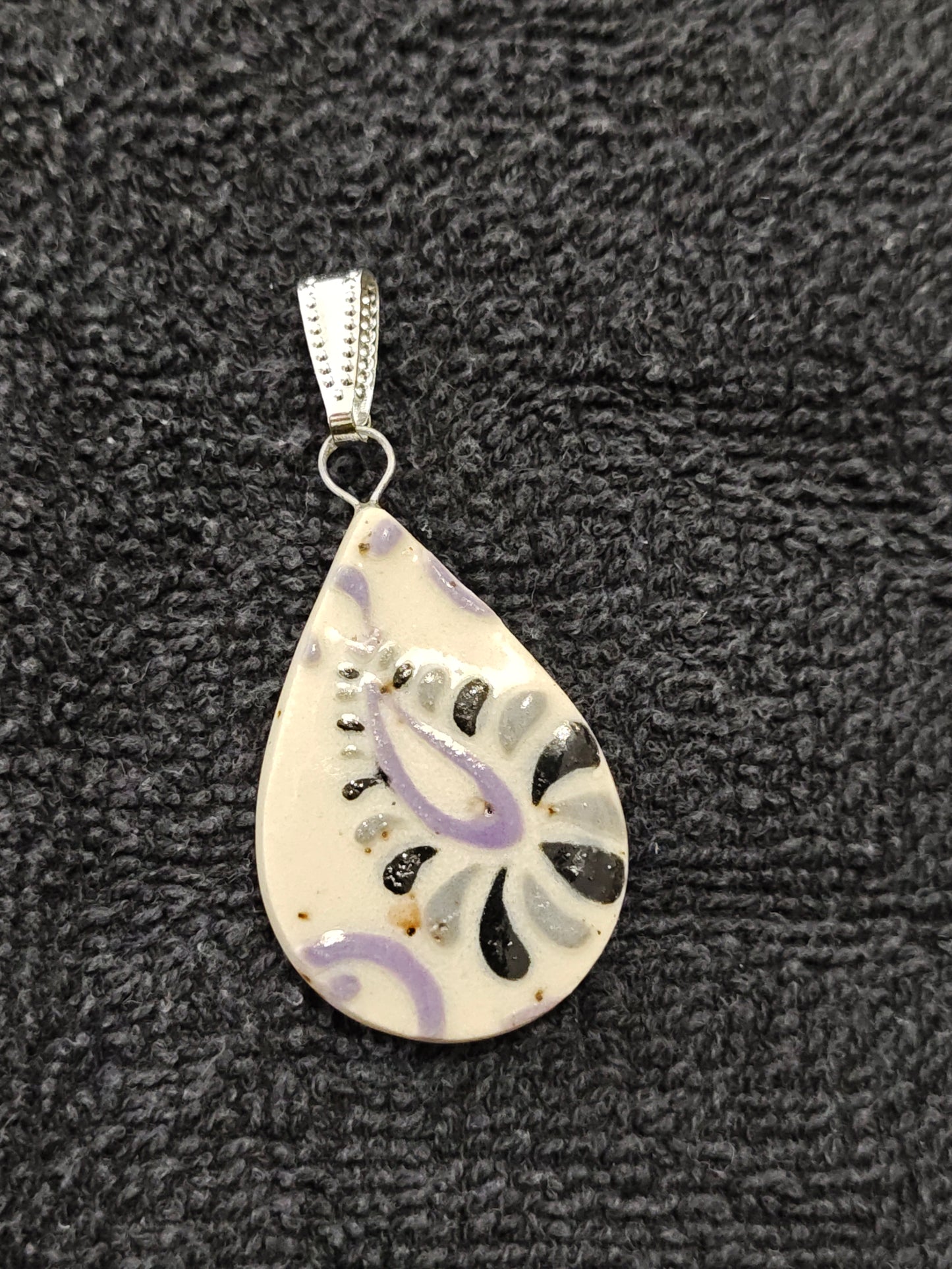 Grey, Purple, and Black Paisley Pendant - P137