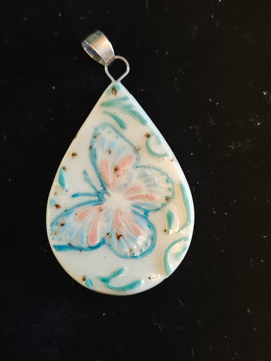 Pink and Blue Butterfly Pendant - P58
