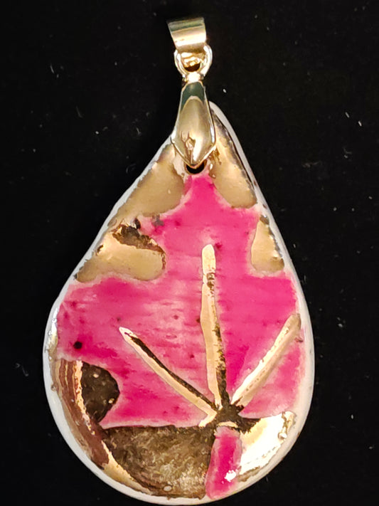 Red and Gold Leaf Pendant - P72