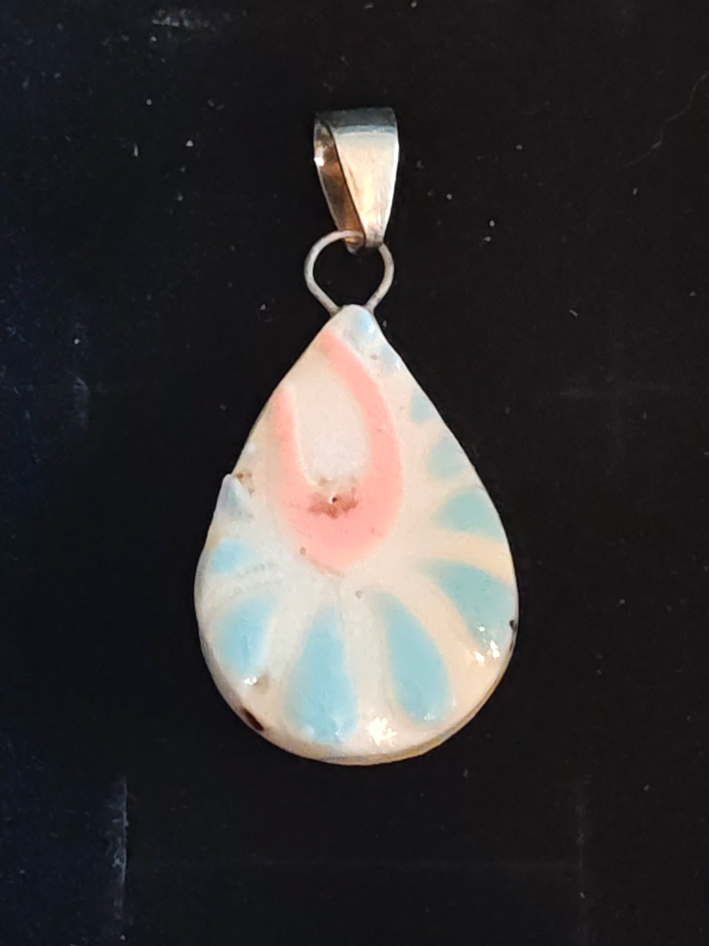 Pink and Blue Paisley Pendant - P15