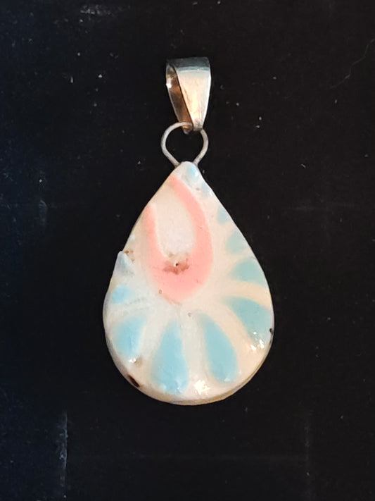 Pink and Blue Paisley Pendant - P15