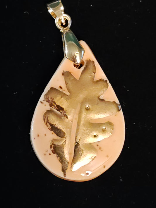 Orange and Gold Leaf Pendant - P74