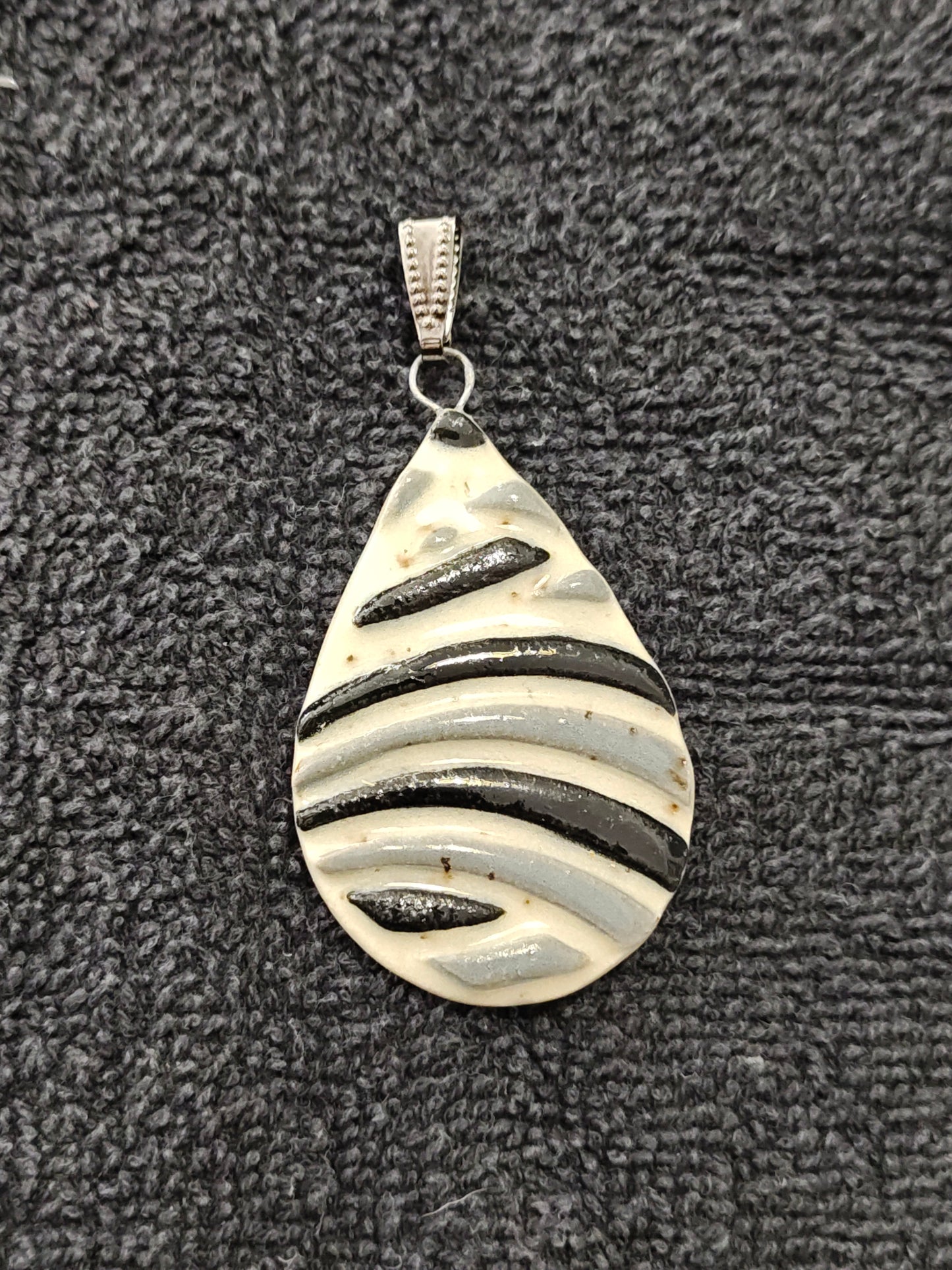 Black and Grey Striped Pendant - P142