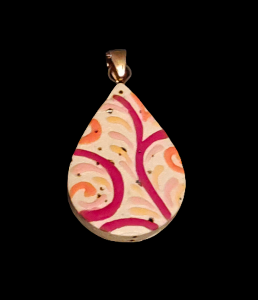 Warm Colors Hand Painted Pendant - P3