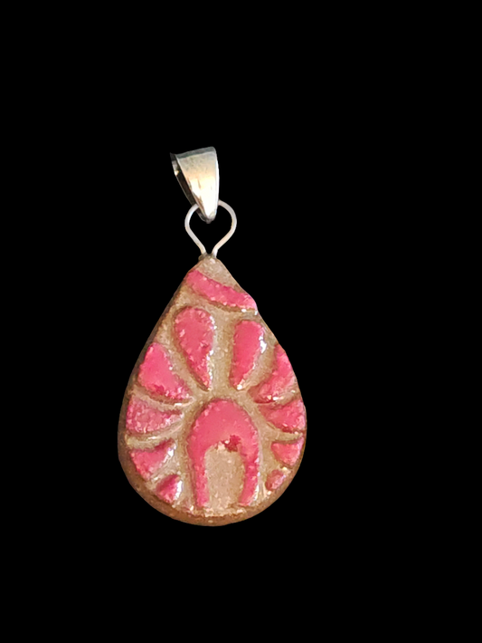 Hand Painted Red Paisley Pendant -P10