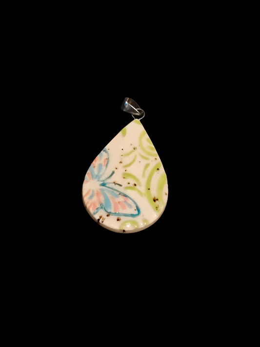 Hand Painted Pendant with Butterfly - P2