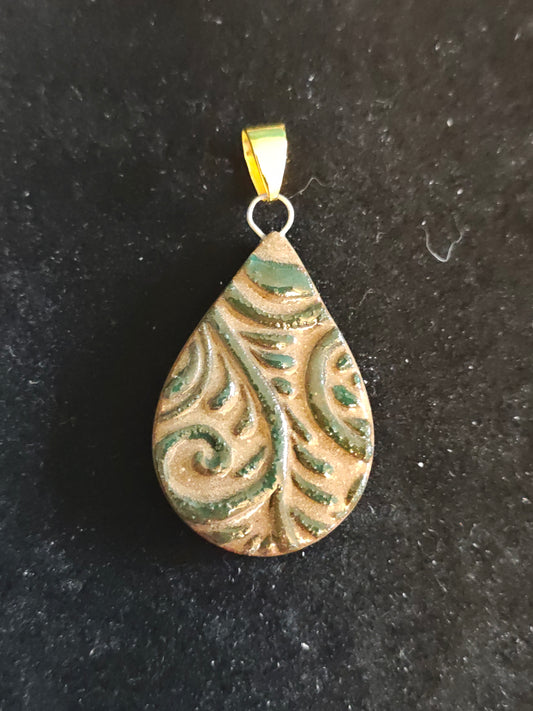 Green Scrollwork Pendant - P47