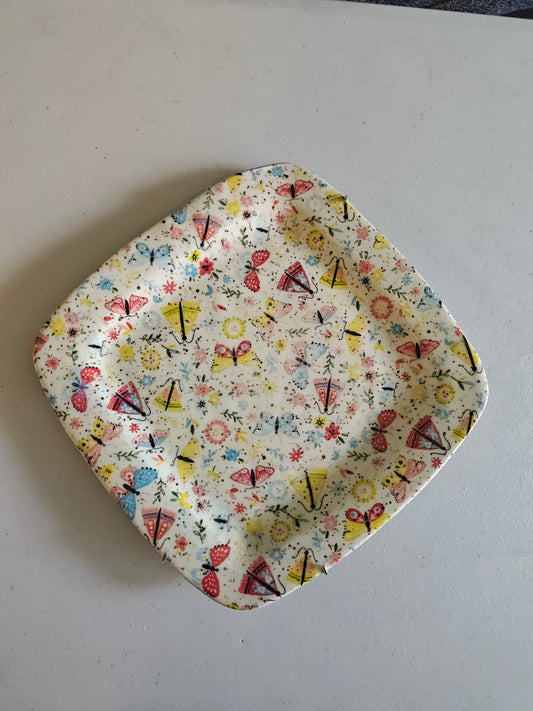 Square plate with Moth Pattern