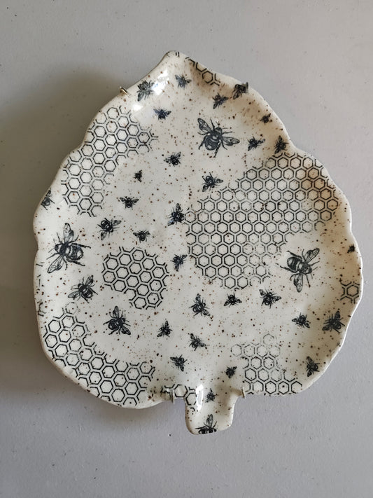Leaf Shaped Plate with Bees