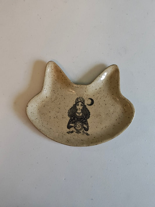Fortune Teller Cat Head Trinket Dish