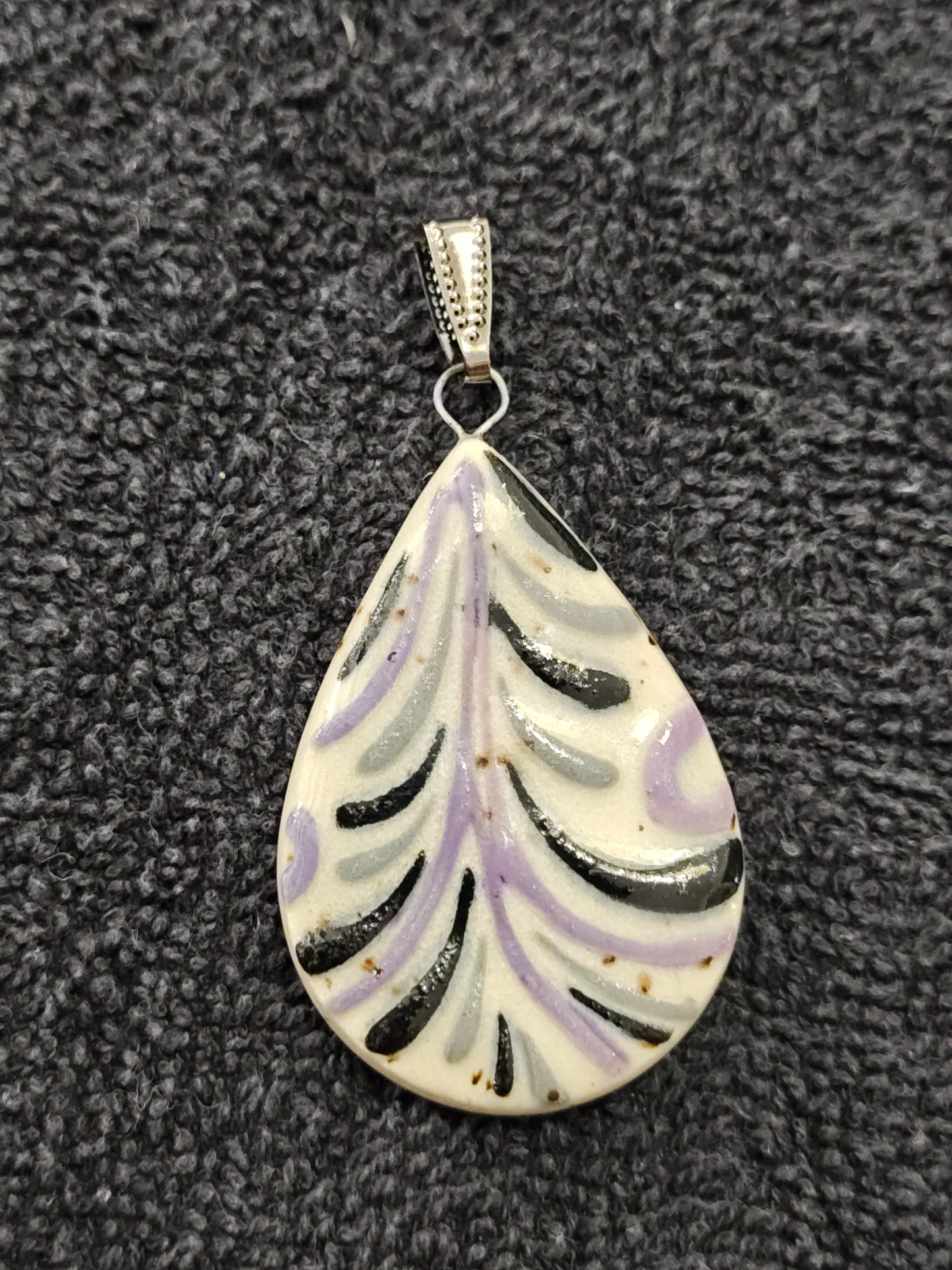 Purple, Grey, and Black Stripe Pendant - P144