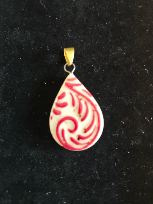 Red Scrollwork Pendant - P41