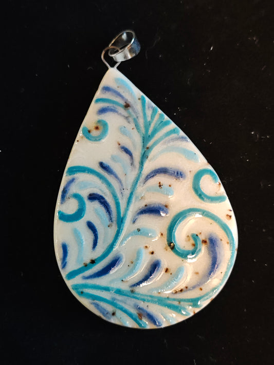 Blue Scrollwork Pendant - P62