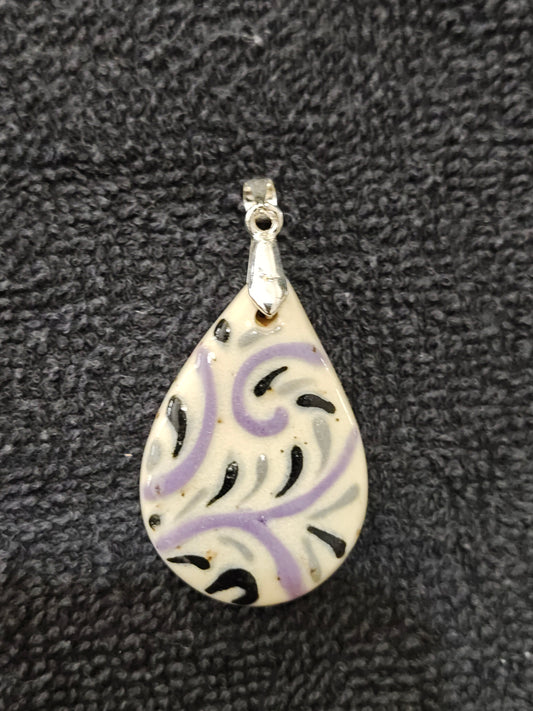 Grey, Black, and Purple Scrollwork Pendant - P135