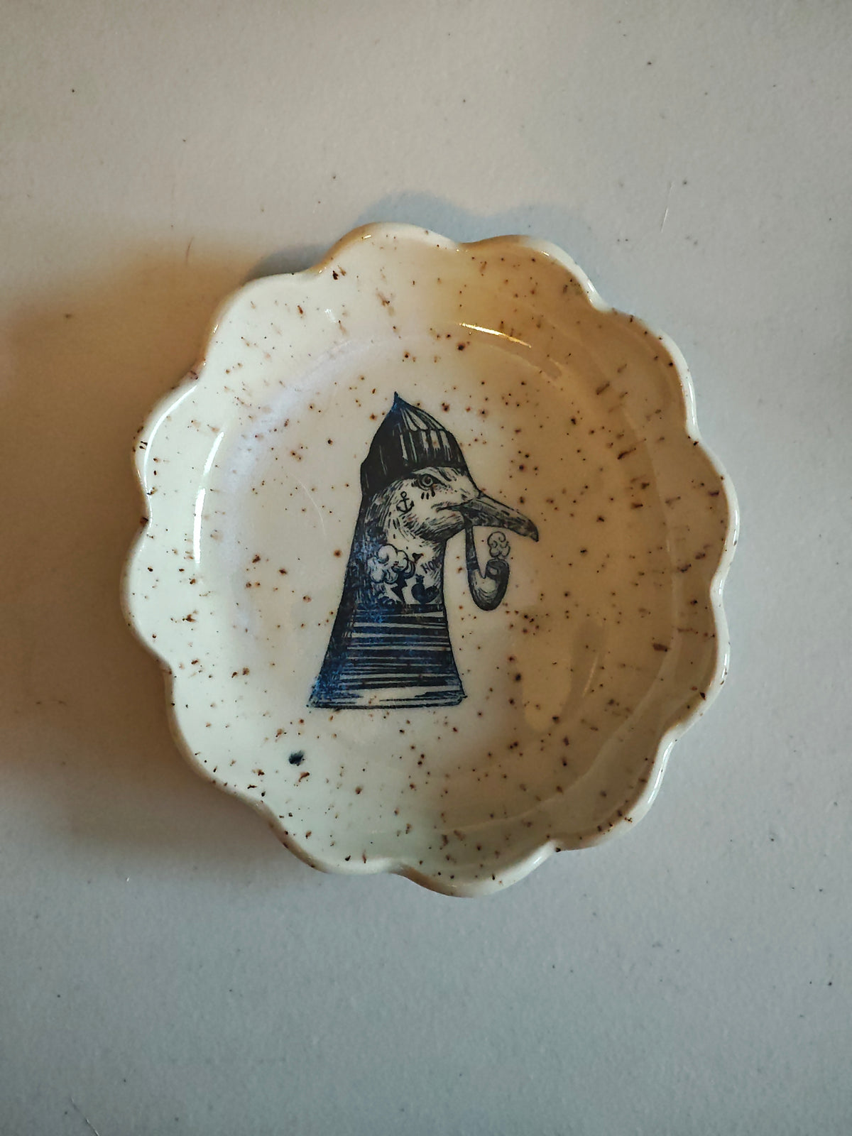 Bird with Pipe and Hat Trinket Dish