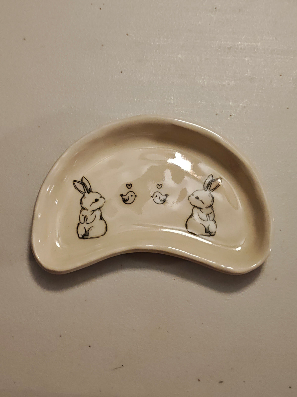 Bean Shaped Bunny Trinket Dish